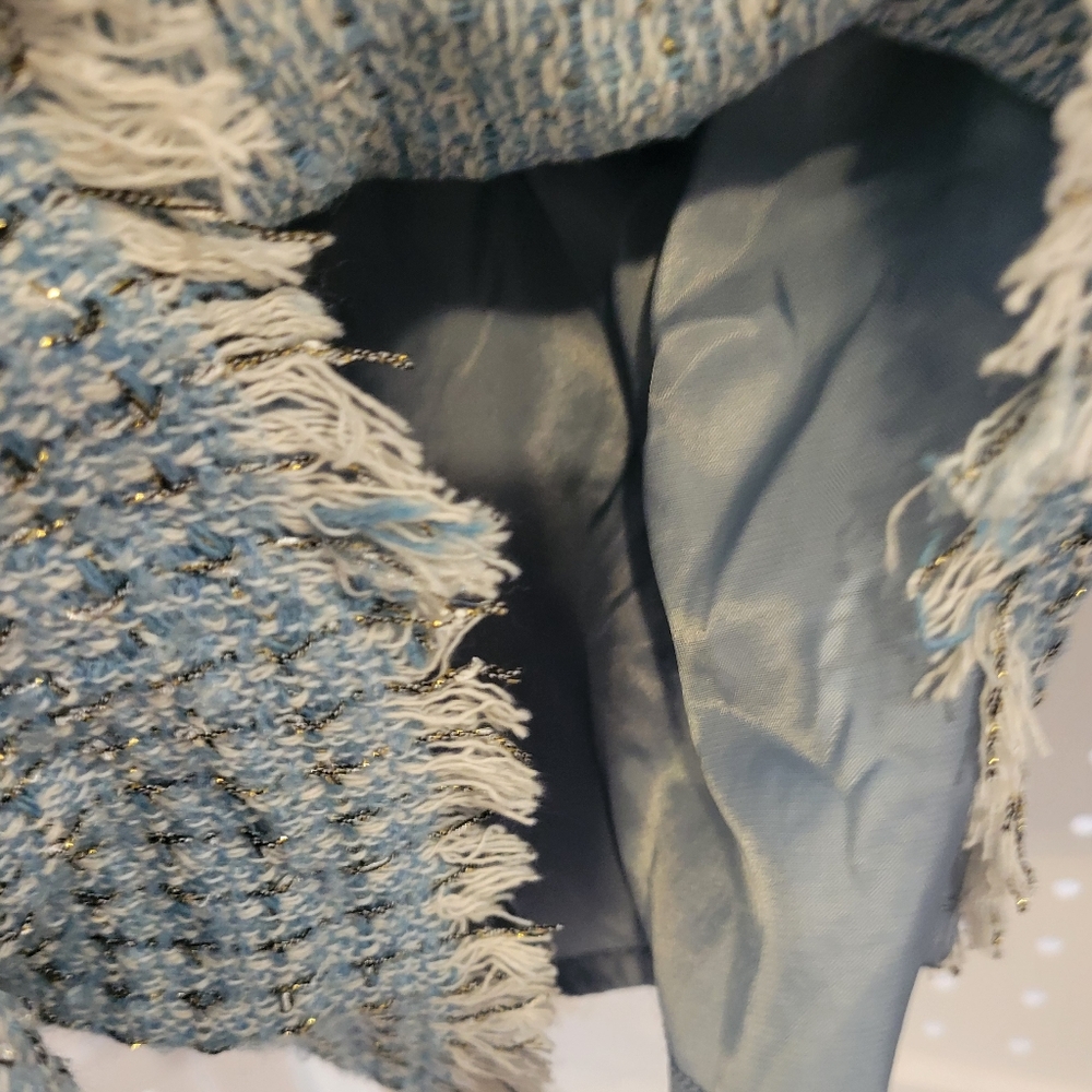 NWT LULUS Incredibly Poised Blue Tweed Textured Mini Skort - Picture 11 of 11